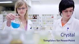  Presentation with chemistry - Cool new slides with medical laboratory science - two female researchers carrying backdrop and a lemonade colored foreground