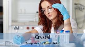  Presentation with lab - Amazing presentation design having medical labs - young female lab technician works backdrop and a light blue colored foreground