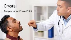  Presentation with medical larynx - Cool new presentation design with medical larynx - medicine healthcare and laryngology concept backdrop and a light gray colored foreground