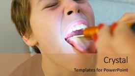 Presentation with medical larynx - Audience pleasing PPT theme consisting of medical larynx - young boy having his throat backdrop and a coral colored foreground