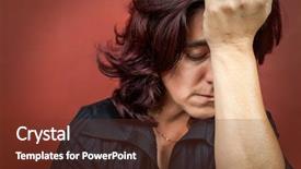  Presentation with dark green and red - Beautiful slide deck featuring dramatic portrait of a woman backdrop and a tawny brown colored foreground