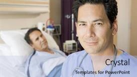  Presentation with patients - Cool new theme with doctor standing in patients room backdrop and a light blue colored foreground
