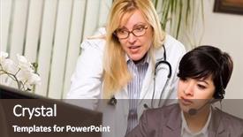  Presentation with doctor office - Audience pleasing theme consisting of receptionist assistant in an office backdrop and a tawny brown colored foreground