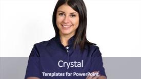  Presentation with medic - Colorful slide deck enhanced with emotion satisfaction - latin nurse medic young woman backdrop and a navy blue colored foreground
