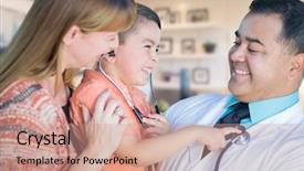  Presentation with latino - Slide deck with latino children - young boy and mother visiting background and a coral colored foreground