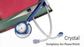  Presentation with medical law - Presentation having medical law - book and stethoscope symbol photo background and a white colored foreground