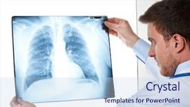  Presentation with lung - Colorful PPT theme enhanced with medical lung - doctor looking at a radiography backdrop and a sky blue colored foreground