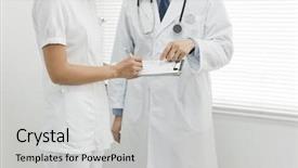  Presentation with medical management - Theme having medical management - two doctors background and a light gray colored foreground