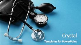  Presentation with law medical gavel and stethoscope - Slides featuring medical manometer and a stethoscope background and a teal colored foreground