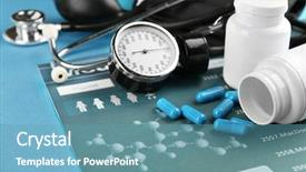  Presentation with pils medical - Presentation theme having medical manometer pills and medical background and a teal colored foreground