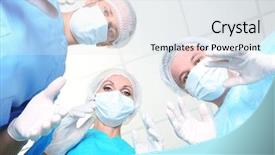  Presentation with work the word in your life - Slides having medical mask - view from below of surgeons background and a sky blue colored foreground