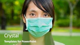  Presentation with woman in under wear - Colorful theme enhanced with medical mask - woman wear facemask outdoor backdrop and a  colored foreground