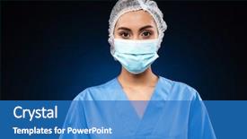  Presentation with doctor and patient medical consultation - PPT layouts enhanced with medical mask and cap background and a teal colored foreground