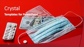  Presentation with red medical - Presentation design consisting of medical-mask-and-dollars background and a crimson colored foreground