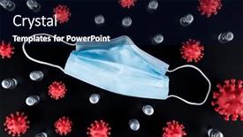  Presentation with corona - Presentation design having medical-mask-for-protection-against background and a wine colored foreground