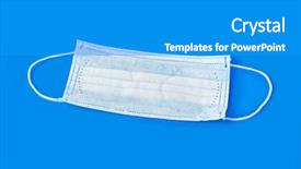  Presentation with medical pill medicine white blue - Presentation theme having medical mask isolated on blue background and a teal colored foreground