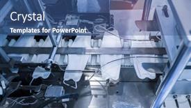  Presentation with production line - Beautiful PPT layouts featuring medical-mask-production-line-use backdrop and a ocean colored foreground