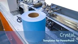  Presentation with production line - Cool new PPT layouts with medical-mask-production-line-use backdrop and a ocean colored foreground