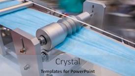  Presentation with production line - Slide set consisting of medical-mask-production-line-use background and a light blue colored foreground