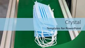  Presentation with production line - Presentation theme consisting of medical-mask-production-line-use background and a light blue colored foreground
