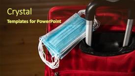  Presentation with red medical - Slide set enhanced with medical-masks-on-a-red background and a tawny brown colored foreground