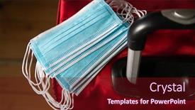  Presentation with red medical - Presentation theme enhanced with medical-masks-on-a-red background and a tawny brown colored foreground