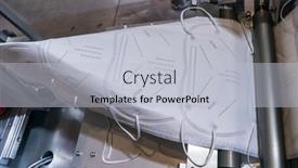  Presentation with covid coronavirus - PPT layouts enhanced with medical-masks-on-automatic-machine background and a light gray colored foreground