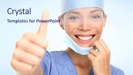  Presentation with asian doctor - Slide set consisting of medical modelling - young doctor or nurse giving background and a sky blue colored foreground