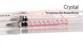  Presentation with insulin - Audience pleasing slide deck consisting of medical needle - insulin syringes isolated on white backdrop and a  colored foreground