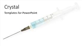 Presentation with needle - Colorful PPT theme enhanced with medical needle - syringe isolated on white background backdrop and a white colored foreground