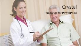  Presentation with medical clipboard - Audience pleasing presentation theme consisting of medical notes - doctor writing on clipboard while backdrop and a lemonade colored foreground