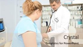  Presentation with blood pressure - Colorful slides enhanced with medical obesity - doctor measuring blood pressure backdrop and a lemonade colored foreground