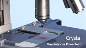  Presentation with laboratory blood test tubes - Cool new presentation theme with medical ocular - photo of a laboratory microscope backdrop and a ocean colored foreground