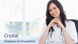  Presentation with medical desk - Colorful theme enhanced with medical office - nurse sitting at the desk backdrop and a sky blue colored foreground