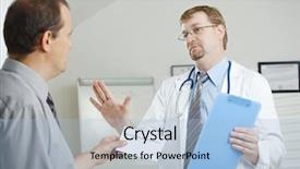  Presentation with medical training in patient care - Beautiful theme featuring medical office - patient bribing doctor backdrop and a light blue colored foreground