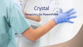  Presentation with operating room - Colorful PPT theme enhanced with medical oncology - cropped image of female nurse backdrop and a sky blue colored foreground