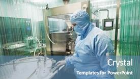  Presentation with pharmaceutical factory - Colorful PPT layouts enhanced with medical operative - pharmaceutical factory worker backdrop and a  colored foreground