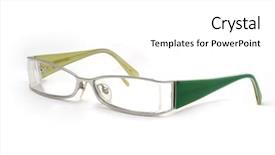 Presentation with green lucxury fashion - Amazing PPT theme having medical ophtalmology - green stylish glasses backdrop and a white colored foreground