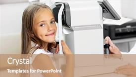  Presentation with diagnostics - Presentation theme consisting of medical ophthalmology - little blond girl background and a coral colored foreground