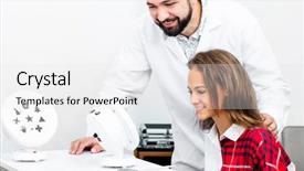  Presentation with eye medical - Amazing presentation having medical ophthalmology - teenage girl udergoes eye survey backdrop and a white colored foreground