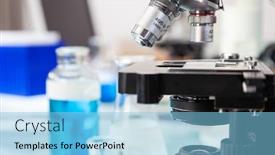  Presentation with laboratory equipment - Presentation design featuring medical-or-scientific-research-equipment background and a light blue colored foreground