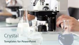  Presentation with scientific research - Presentation design having medical-or-scientific-researcher-using background and a sky blue colored foreground