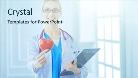  Presentation with heart medical - Presentation design consisting of medical organ - female doctor with the stethoscope background and a sky blue colored foreground