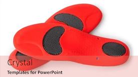  Presentation with orthopedic - Colorful presentation design enhanced with medical-orthopedic-insoles-isolated backdrop and a coral colored foreground