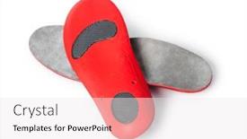  Presentation with orthopedic - Presentation design with medical-orthopedic-insoles-isolated background and a sky blue colored foreground