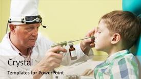  Presentation with ear nose throat - PPT theme having medical otolaryngologist ear nose throat background and a coral colored foreground