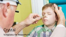  Presentation with ear nose throat - Colorful slide set enhanced with medical otolaryngologist ear nose throat backdrop and a coral colored foreground