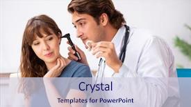  Presentation with asian doctor obese patient - Audience pleasing presentation theme consisting of medical otorhinolaryngology - patient with hearing problem visiting backdrop and a  colored foreground