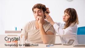  Presentation with hearing - Cool new presentation with medical otorhinolaryngology - patient with hearing problem visiting backdrop and a  colored foreground