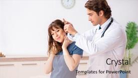  Presentation with doctor patient relations - Cool new presentation theme with medical otorhinolaryngology - patient with hearing problem visiting backdrop and a lemonade colored foreground